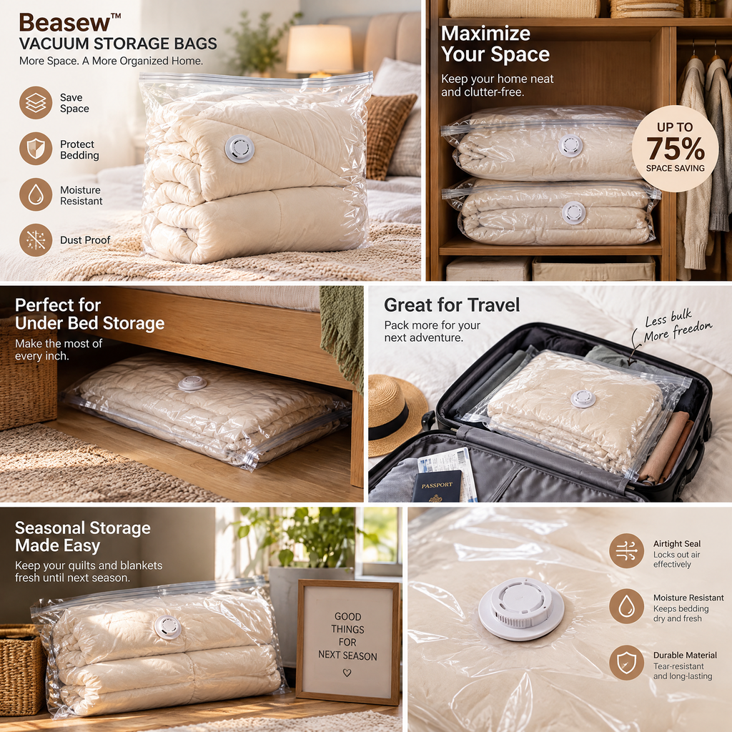Beasew™ Clear Vacuum Storage Bag Set — view 1