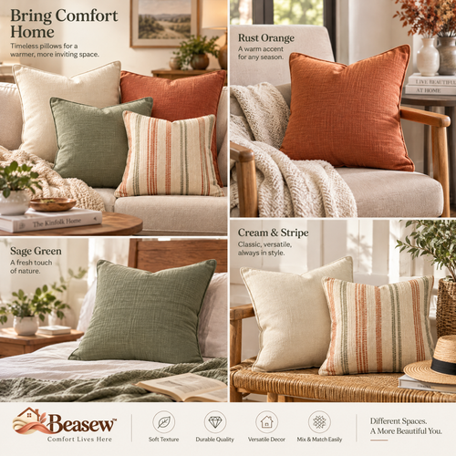 Beasew™ Warm-Tone Sofa Pillow Cover Set — view 1