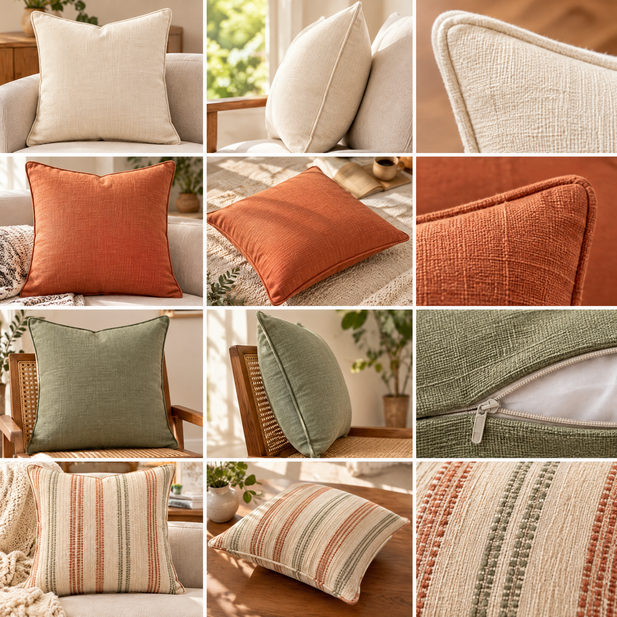 Beasew™ Warm-Tone Sofa Pillow Cover Set — view 3