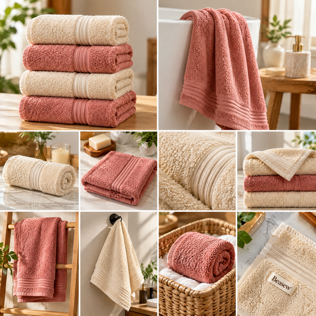 Beasew™ Oat & Rose Bath Towel Set — view 3