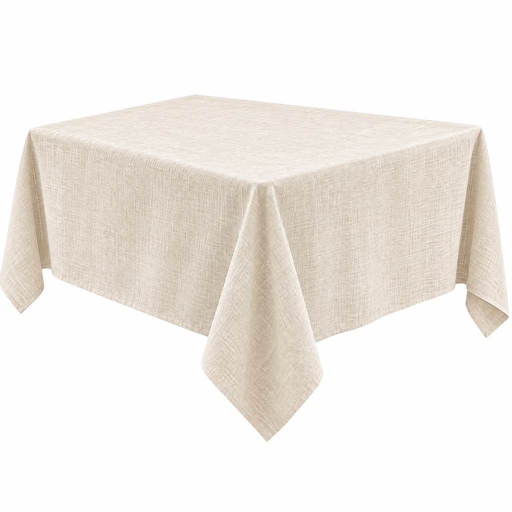 Beasew™ Warm Ivory Linen-Look Tablecloth — view 2