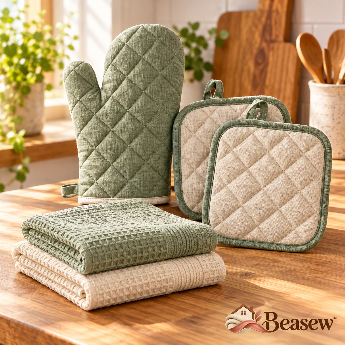 Beasew™ Soft Quilted Kitchen Textile Set — view 4