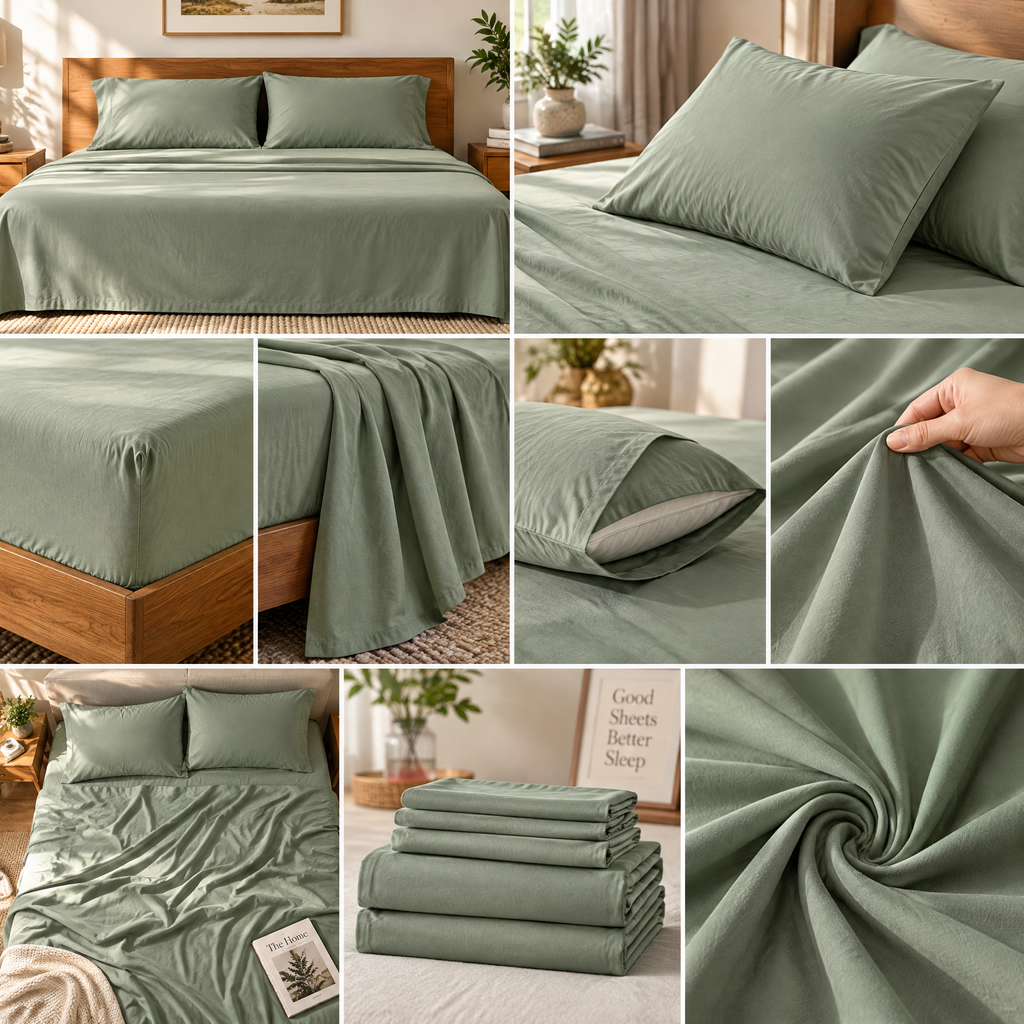 Beasew™ Sage Deep-Pocket Fitted Sheet Set — view 3