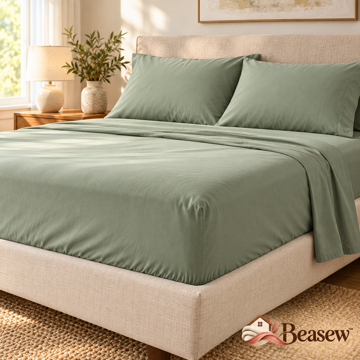Beasew™ Sage Deep-Pocket Fitted Sheet Set — view 4