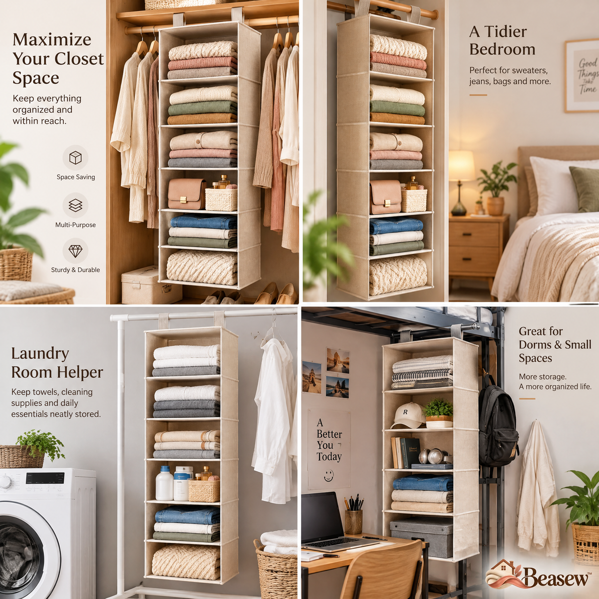 Beasew™ 6-Shelf Hanging Closet Organizer — view 2