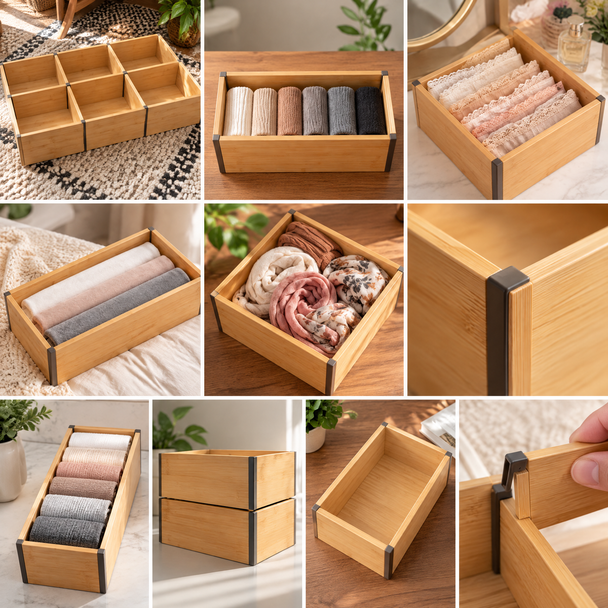 Beasew™ Adjustable Bamboo-Style Drawer Dividers — view 3
