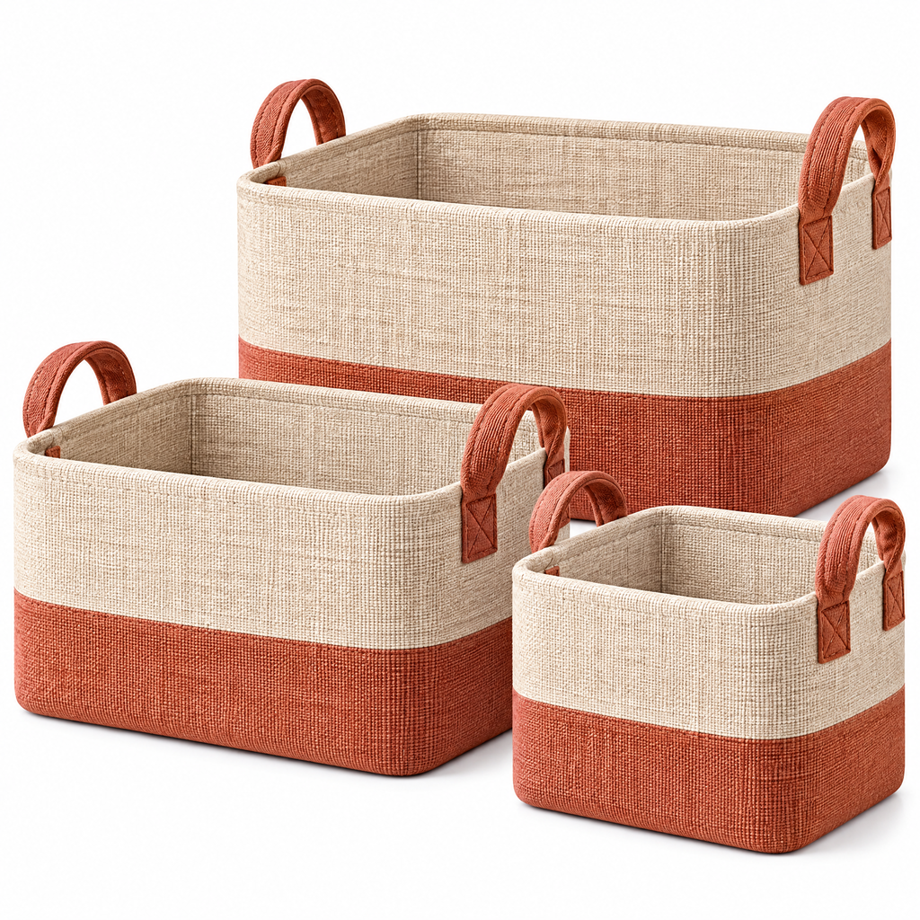 Beasew™ Warm-Tone Fabric Storage Basket Set — view 1