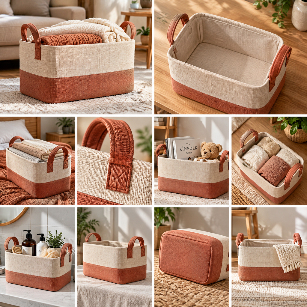 Beasew™ Warm-Tone Fabric Storage Basket Set — view 3