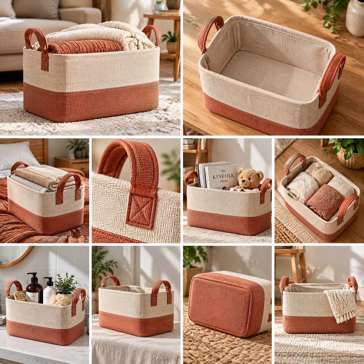 Beasew™ Warm-Tone Fabric Storage Basket Set — view 3